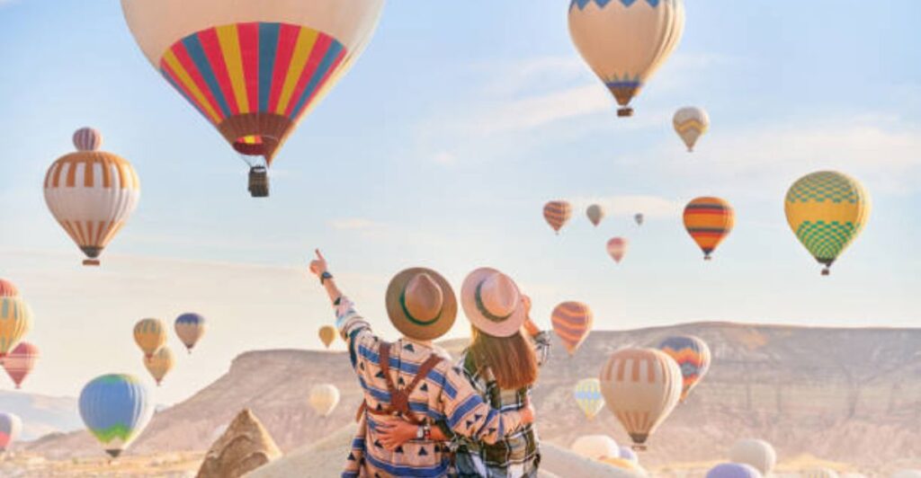 Traveler enjoying a calm and affordable adventure trip in nature with scenic landscape