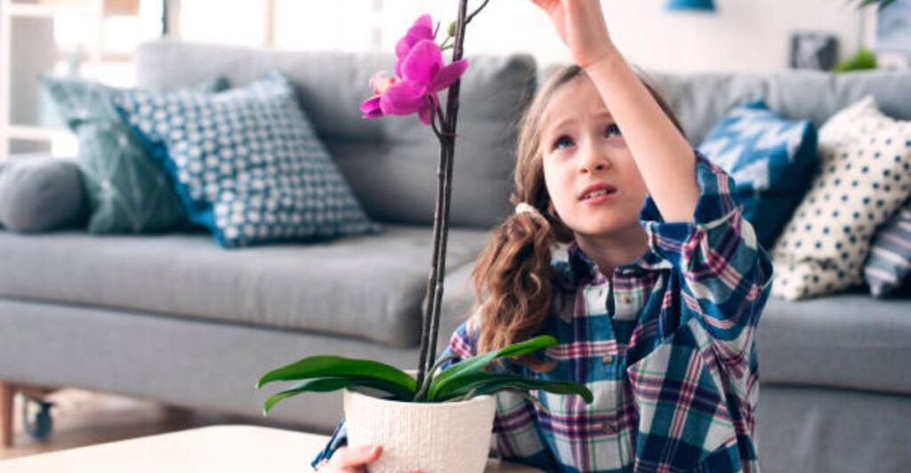 Eco-friendly faux floral decorations in a stylish kids room