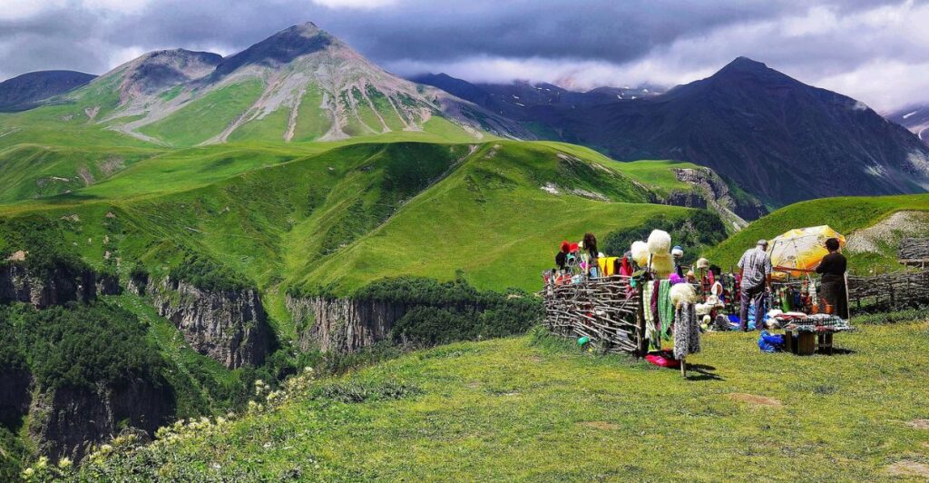 Offbeat tropical island with palm trees and crystal-clear water