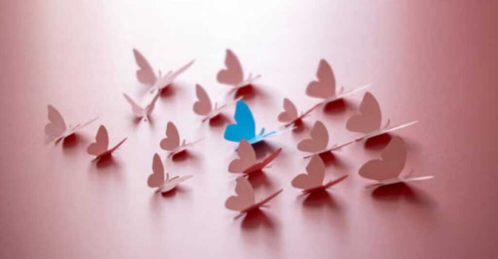 Decorative paper butterfly art displayed in a frame for stylish room décor inspiration.