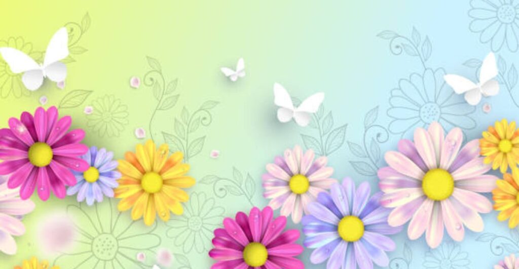 Easy DIY paper butterfly craft arranged on a white table with scissors and glue.