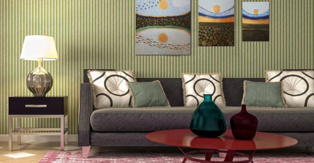 Handmade acrylic 3D tree wall painting with textured branches in a cozy living room.