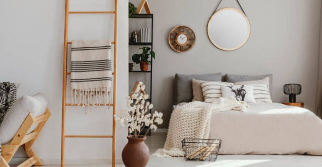 Cozy modern home interior with an open layout, large windows, and minimalist décor.