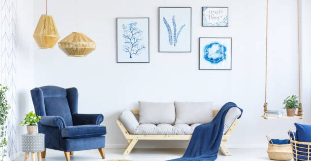 Space-saving furniture arrangement featuring sleek chairs and a narrow console table in a contemporary home.