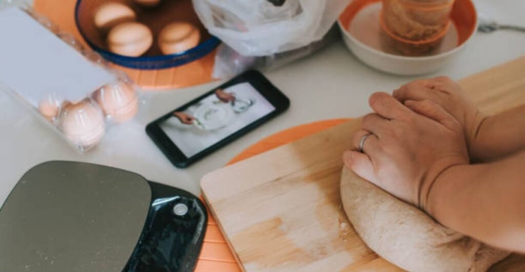 Smart kitchen AI assistant helping prepare meals using intelligent cooking technology.